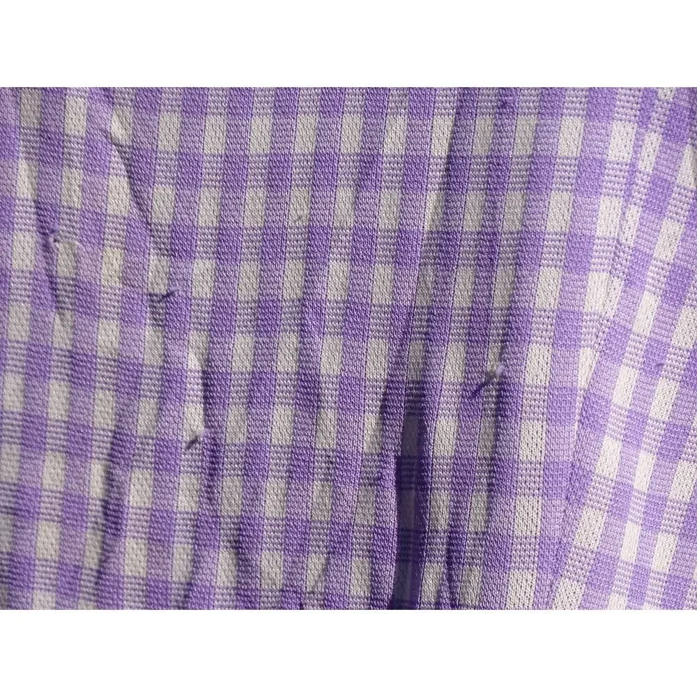 VTG 1970s Purple Gingham Prairie Midi Dress Plus Size 1X 2X Handmade Checkered
